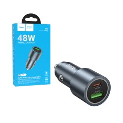 Hoco Car Charger Z60 Multiprotocol Bloom 2 Port USB+Type-C 48W Metallic Gray Hoco Car Charger Z60 Multiprotocol Bloom 2 Port USB+Type-C 48W Metallic Gray